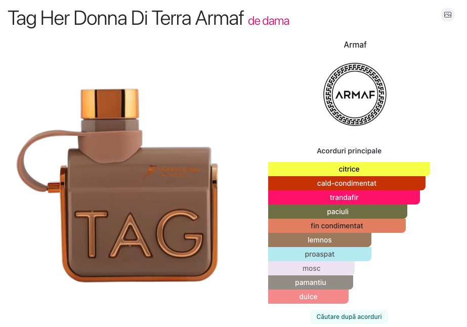 note parfum armaf tag her donna di terra